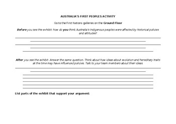 Preview of Australian Museum First Nations gallery worksheet