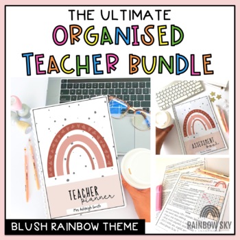 Preview of Australian Organised Teacher BUNDLE | Natural Rainbow Planner