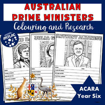 Preview of Australian Prime Ministers - Colouring and Research Pages