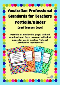 Preview of Australian Professional Standards for Teachers Binder/Folio- Lead Teacher Level