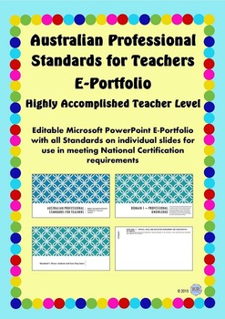 Preview of Australian Professional Standards for Teachers E Portfolio - Highly Accomplished