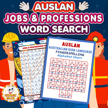 Preview of Australian Sign Language (AUSLAN) Jobs & Professions Word Search Activities