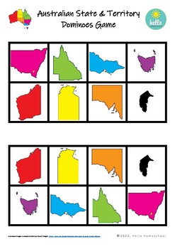 Preview of Australian State and Territories Dominoes Matching Game! Geography Australia!