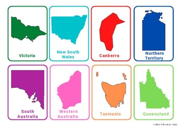 Preview of Australian States and Territories Flashcard