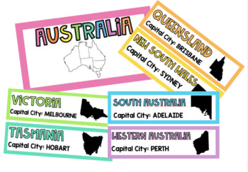 Preview of Australian States and Territories with capital cities.