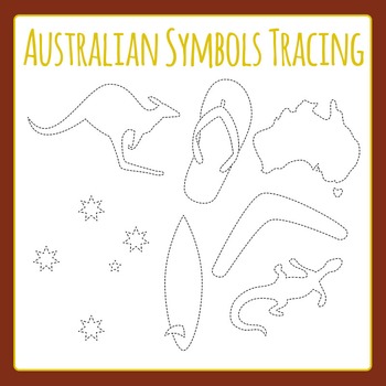 Preview of Australian Symbols Tracing Shapes - Australia, Kangaroo / Animals Clip Art