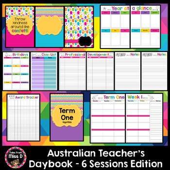 Preview of Australian Teacher's Planner Editable - 6 Sessions Version