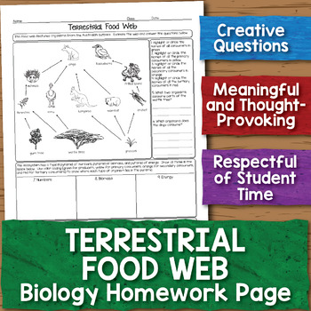 Preview of Australian Terrestrial Food Web Biology Homework Worksheet
