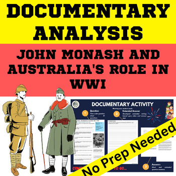 Preview of Australian History WW1 - Sir John Monash Documentary printable and digital
