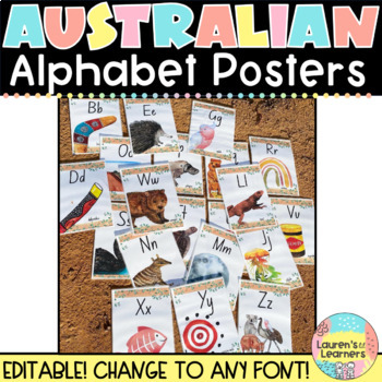 Preview of Australian Watercolour Alphabet Posters - Editable Font