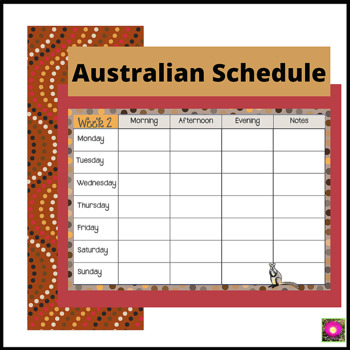 Preview of Australian Weekly Schedule Dot painting A4 Landscape - Back to School 