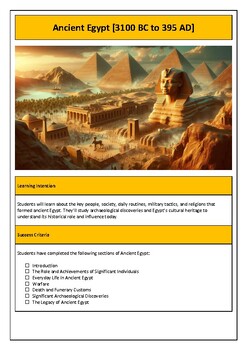 Preview of Australian and Victorian Curriculum Ancient Egypt [3100 BC to 395 AD]