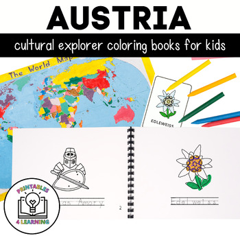 Preview of Austria Color and Trace Book for Kids