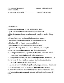 Auténtico 2 Chapter 6B. The present perfect with regular participles.