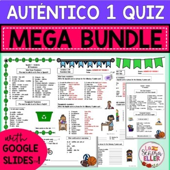 Preview of Auténtico Realidades 1 Spanish Vocab Quiz MEGA BUNDLE | Spanish Assessment