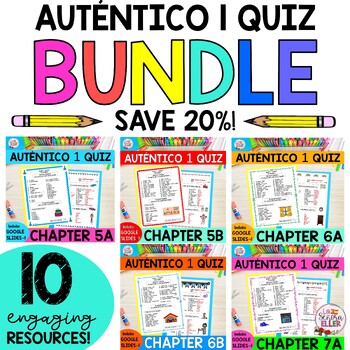 Preview of Auténtico Realidades 1 Spanish Vocabulary Quiz BUNDLE 2 | Spanish Assessment