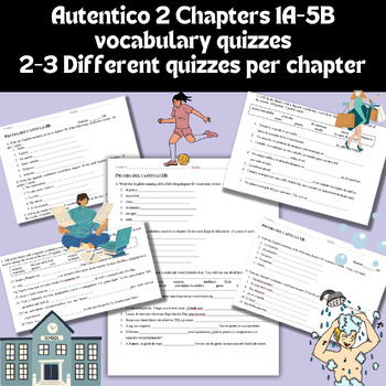 Preview of Autentico 2 Editable Vocab 1A-5B Quizzes (2-3 different quizzes per chapter)