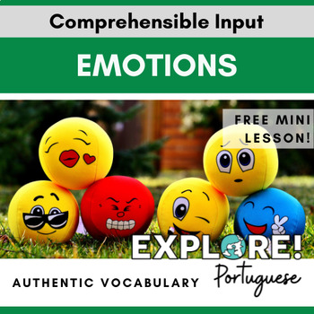 Preview of Portuguese | EDITABLE Emotions Authentic Vocabulary (Free EDITABLE mini-lesson!)