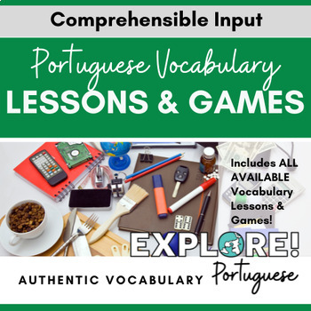 Preview of Authentic Vocabulary: Portuguese EDITABLE Lessons & Games Bundle