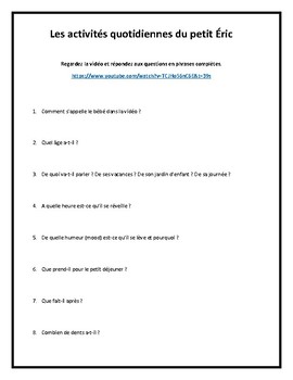 Routine Quotidienne Worksheets Teaching Resources Tpt