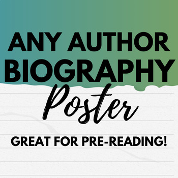 Preview of Author Biography Poster Template for ANY AUTHOR - Great for Pre-Reading!