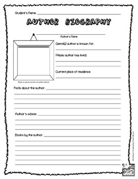 author biography research worksheet