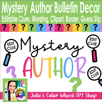 Preview of Author Mystery Bulletin Board Guess, Library, Books, Reading Month