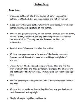 Author Study by Veronica Sclafani | TPT