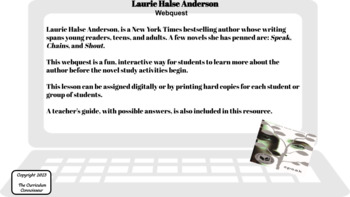 Preview of Author Study: Webquest/Laurie Halse Anderson