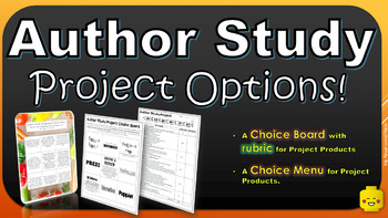 Preview of Author Study Project Menu, Choice Board, & Rubric!