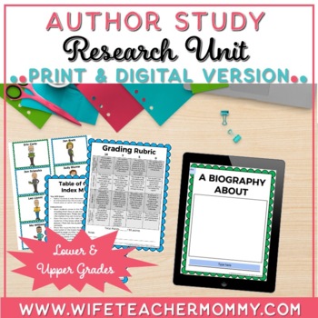 Preview of Author Study Research Unit | Lower and Upper Grades (Digital & Print Versions)