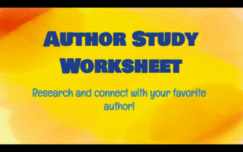Preview of Author Study Worksheet- Biography worksheet for any author