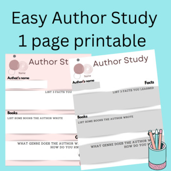 Preview of Author Study research graphic organizer template