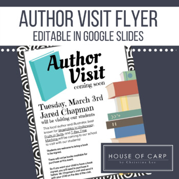 Preview of Author Visit Flyer Library Visit Poster