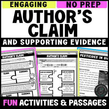 Preview of Author's Claim Activities 4th & 5th Grade - Identify Author's Opinion & Evidence