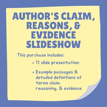 Preview of Author's Claim, Evidence, & Reasoning Google Slides