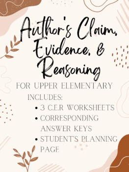 Preview of Author's Claim, Reasoning, and Evidence Writing Worksheets
