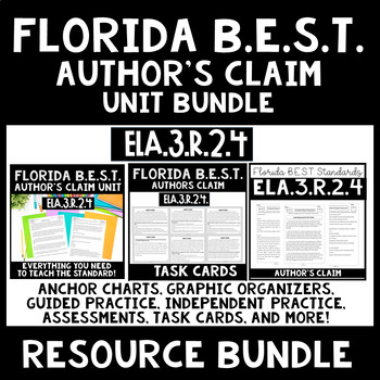 Preview of Author's Claim Unit Bundle | Passages & Assessments |3rd Grade FL BEST Standard