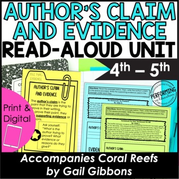 Preview of Author's Claim and Evidence | Use with Book Coral Reefs | 4th-6th Grade Reading