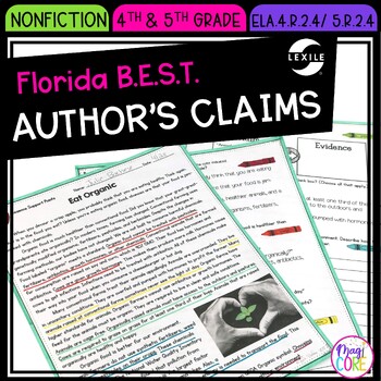 Preview of Author's Claims 4th & 5th Grade Florida BEST Standards ELA.4.R.2.4 ELA.5.R.2.4