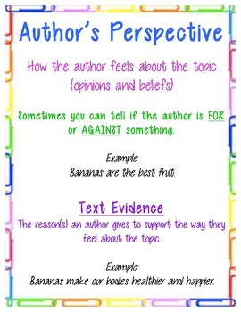 perspective anchor chart author authors grade subject