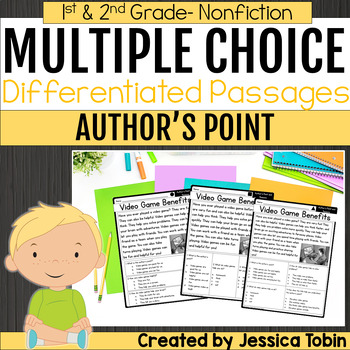 Preview of Author's Point Differentiated Reading Passages 1st 2nd Grade Multiple Choice
