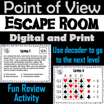 Preview of Author's Point of View Game: Escape Room Activity