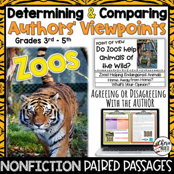 Preview of Author's Point of View Perspective Nonfiction Passages Zoos RI3.6 3rd