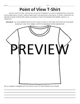 Preview of Author's Point of View T-Shirt Activity