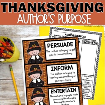 Preview of Author's Purpose and Point of View Thanksgiving Task Cards