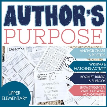 Author's Purpose Worksheets - Activity for 4th grade & 5th Grade