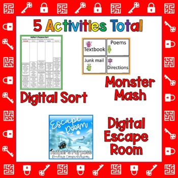 Author's Purpose Worksheets and Activities | 360 Digital Escape Room