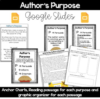 Preview of Author's Purpose Activities Google Slides Version Distance Learning 