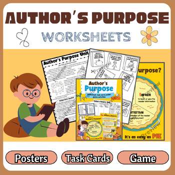 Preview of Author's Purpose Activities: Worksheet, Task cards and More